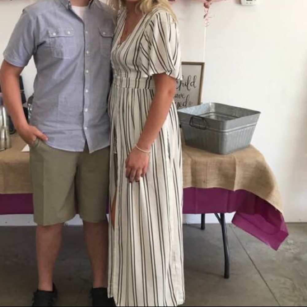 White & Black Romper with long back skirt✨